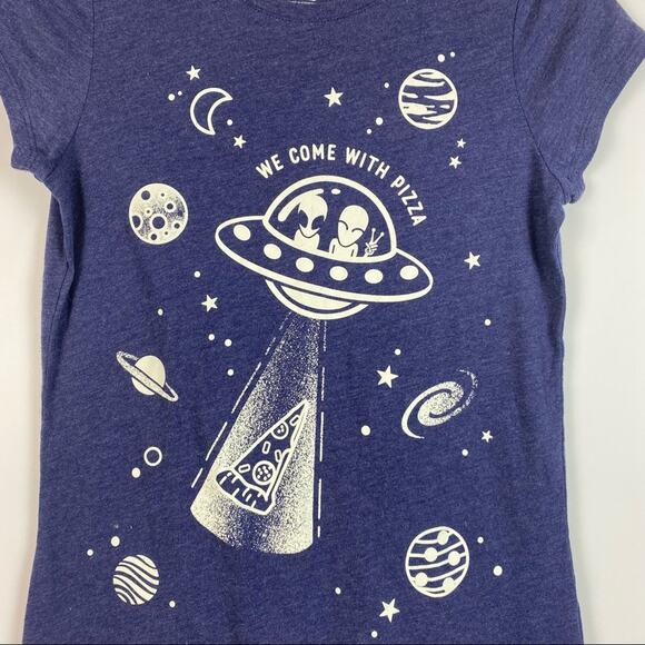 CHILDRENS PLACE GLOW IN THE DARK ALIEN PIZZA SHIRT SIZE LARGE - Picture 6 of 9